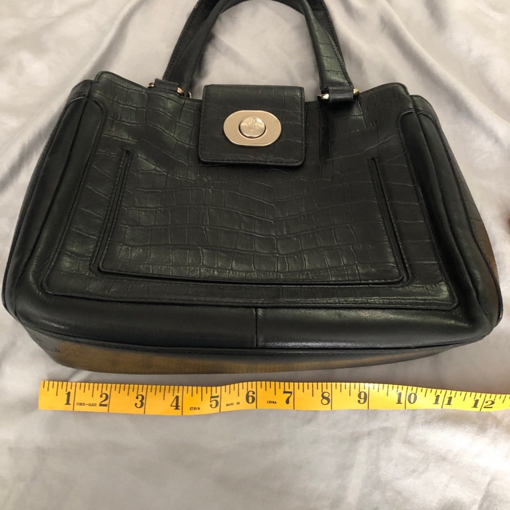 Cole Haan Black Leather! Faux Croc handbag Vintage Classic Black Handbag leather - Picture 12 of 15
